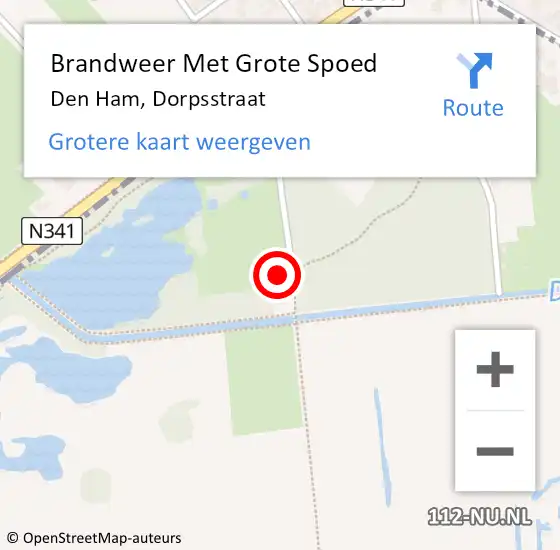 Locatie op kaart van de 112 melding: Brandweer Met Grote Spoed Naar Den Ham, Dorpsstraat op 20 juli 2022 14:12