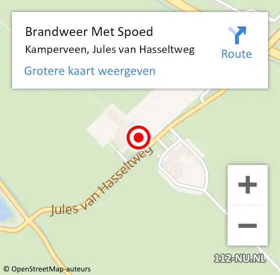 Locatie op kaart van de 112 melding: Brandweer Met Spoed Naar Kamperveen, Jules van Hasseltweg op 20 juli 2022 14:44