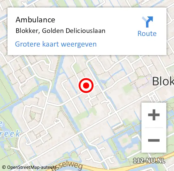 Locatie op kaart van de 112 melding: Ambulance Blokker, Golden Deliciouslaan op 20 juli 2022 14:59
