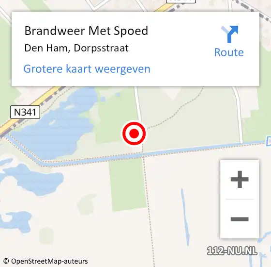 Locatie op kaart van de 112 melding: Brandweer Met Spoed Naar Den Ham, Dorpsstraat op 20 juli 2022 15:09