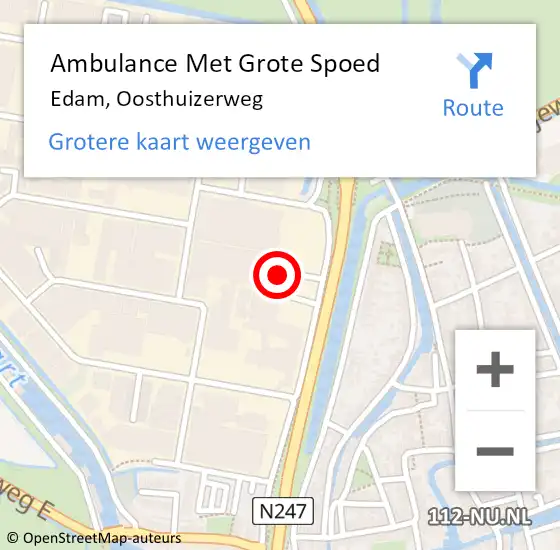 Locatie op kaart van de 112 melding: Ambulance Met Grote Spoed Naar Edam, Oosthuizerweg op 20 juli 2022 17:18