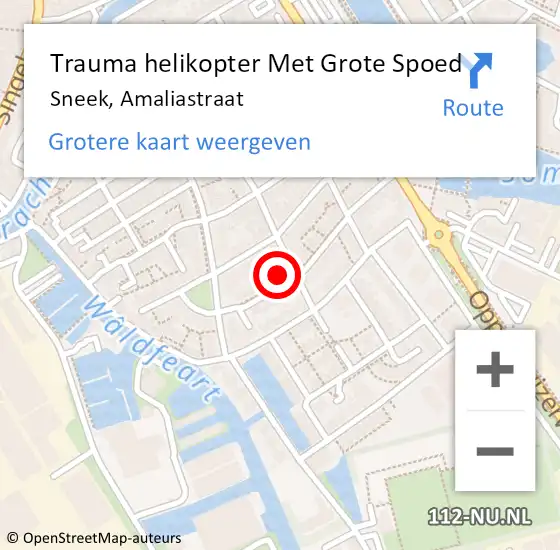 Locatie op kaart van de 112 melding: Trauma helikopter Met Grote Spoed Naar Sneek, Amaliastraat op 20 juli 2022 18:40
