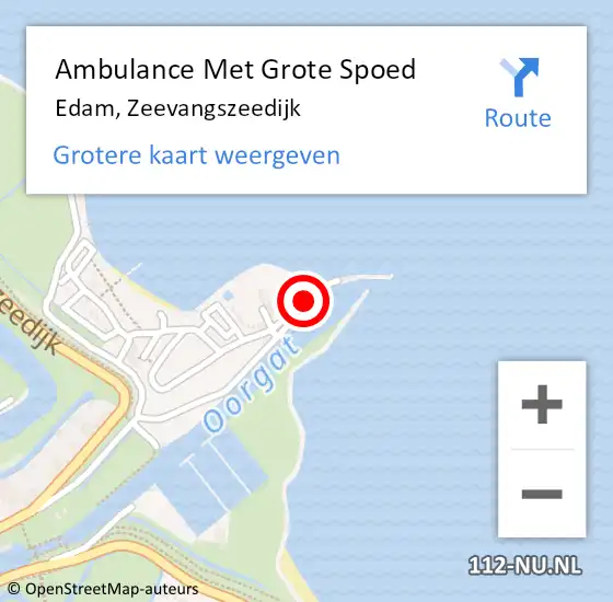 Locatie op kaart van de 112 melding: Ambulance Met Grote Spoed Naar Edam, Zeevangszeedijk op 20 juli 2022 20:41