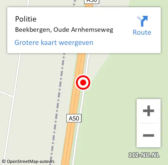 Locatie op kaart van de 112 melding: Politie Beekbergen, Oude Arnhemseweg op 20 juli 2022 21:01