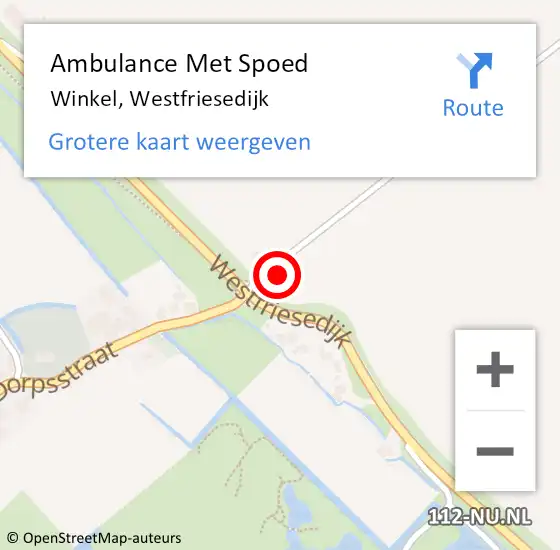 Locatie op kaart van de 112 melding: Ambulance Met Spoed Naar Winkel, Westfriesedijk op 20 juli 2022 22:45