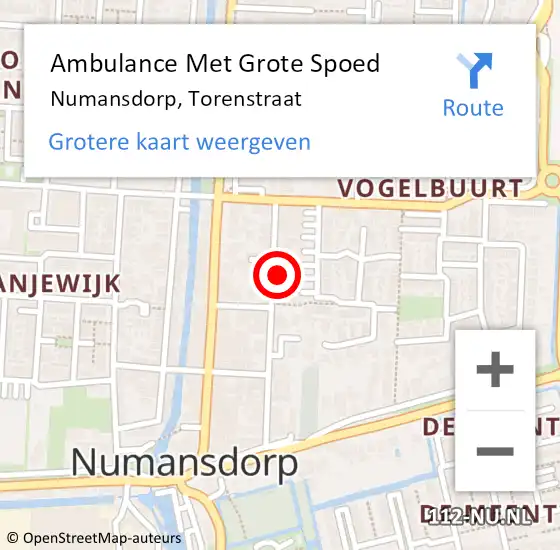 Locatie op kaart van de 112 melding: Ambulance Met Grote Spoed Naar Numansdorp, Torenstraat op 20 juli 2022 23:01