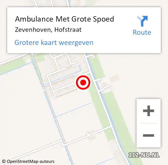 Locatie op kaart van de 112 melding: Ambulance Met Grote Spoed Naar Zevenhoven, Hofstraat op 20 juli 2022 23:08
