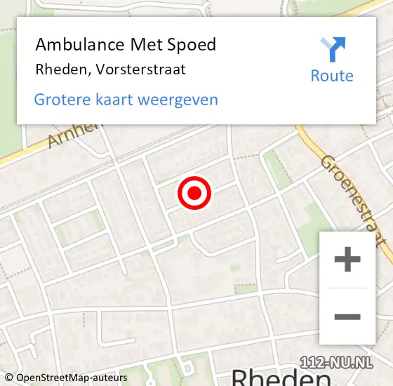 Locatie op kaart van de 112 melding: Ambulance Met Spoed Naar Rheden, Vorsterstraat op 21 juli 2022 01:09