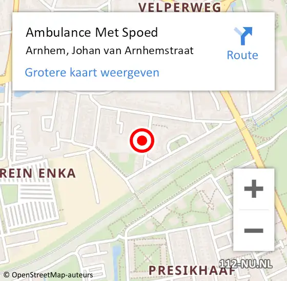 Locatie op kaart van de 112 melding: Ambulance Met Spoed Naar Arnhem, Johan van Arnhemstraat op 21 juli 2022 01:33