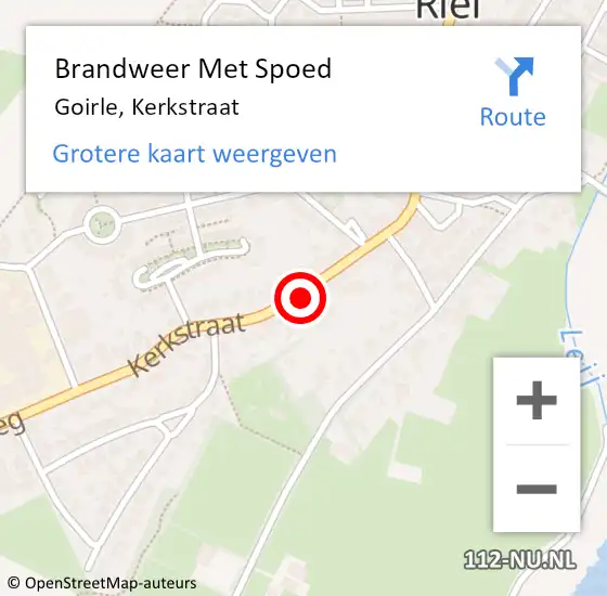 Locatie op kaart van de 112 melding: Brandweer Met Spoed Naar Goirle, Kerkstraat op 21 juli 2022 01:39