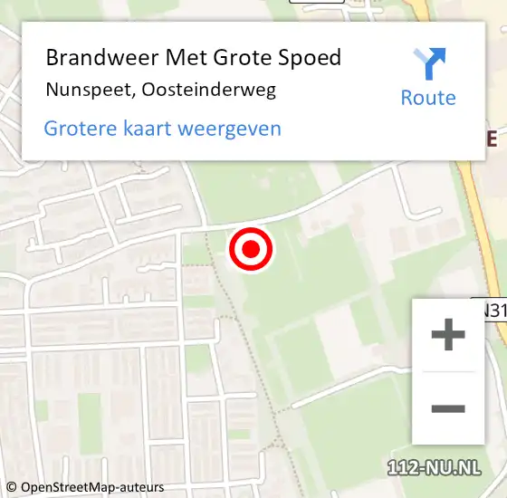 Locatie op kaart van de 112 melding: Brandweer Met Grote Spoed Naar Nunspeet, Oosteinderweg op 21 juli 2022 06:51