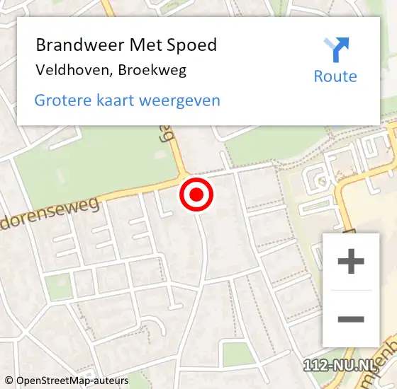 Locatie op kaart van de 112 melding: Brandweer Met Spoed Naar Veldhoven, Broekweg op 21 juli 2022 07:51