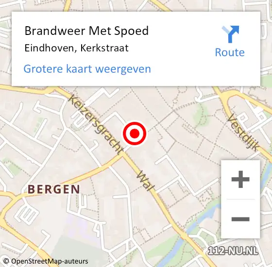 Locatie op kaart van de 112 melding: Brandweer Met Spoed Naar Eindhoven, Kerkstraat op 21 juli 2022 08:24