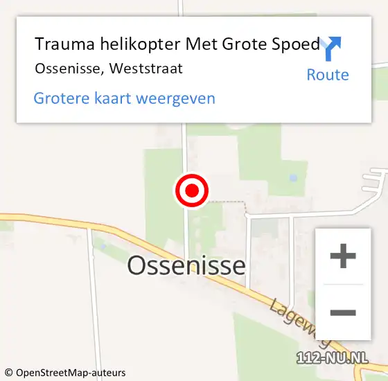 Locatie op kaart van de 112 melding: Trauma helikopter Met Grote Spoed Naar Ossenisse, Weststraat op 21 juli 2022 08:49