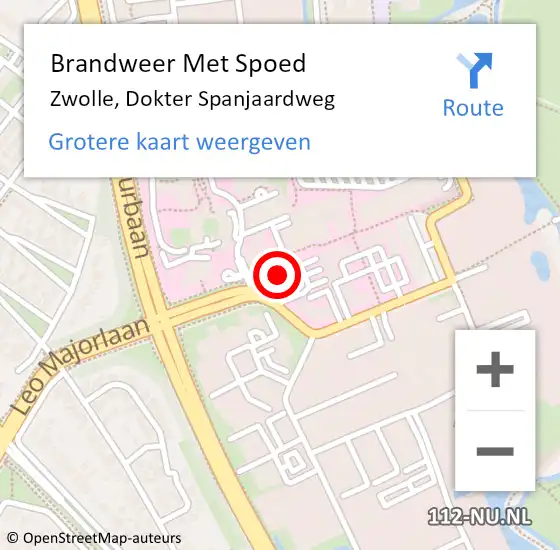 Locatie op kaart van de 112 melding: Brandweer Met Spoed Naar Zwolle, Dokter Spanjaardweg op 21 juli 2022 09:57