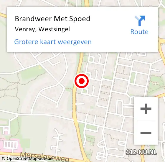 Locatie op kaart van de 112 melding: Brandweer Met Spoed Naar Venray, Westsingel op 21 juli 2022 10:35