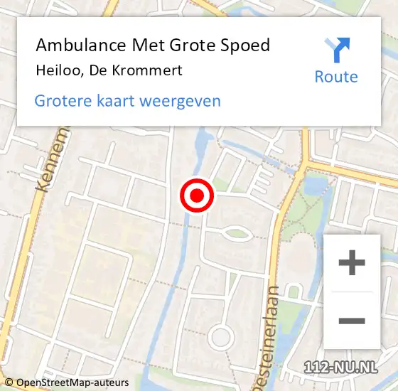 Locatie op kaart van de 112 melding: Ambulance Met Grote Spoed Naar Heiloo, De Krommert op 21 juli 2022 10:58