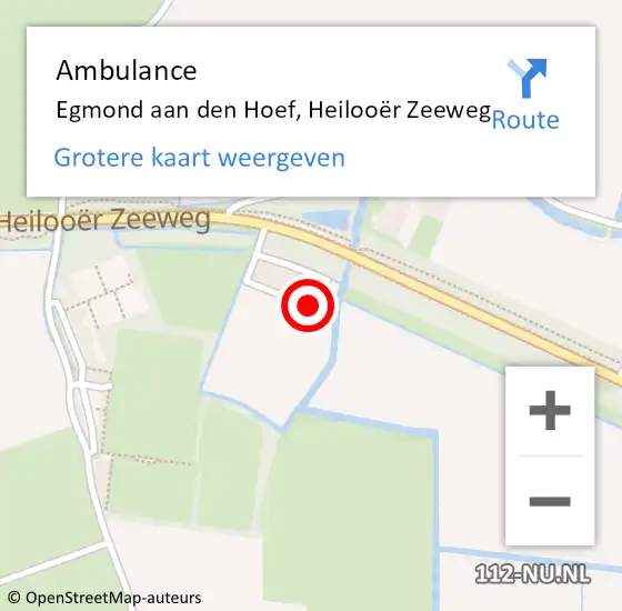 Locatie op kaart van de 112 melding: Ambulance Egmond aan den Hoef, Heilooër Zeeweg op 21 juli 2022 14:10