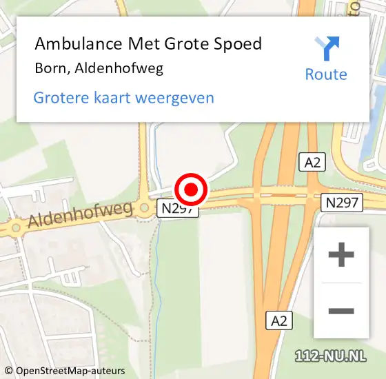 Locatie op kaart van de 112 melding: Ambulance Met Grote Spoed Naar Born, Aldenhofweg op 21 juli 2022 17:12