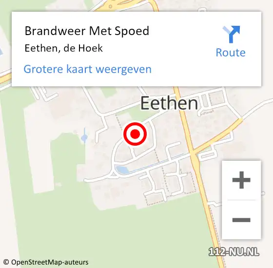 Locatie op kaart van de 112 melding: Brandweer Met Spoed Naar Eethen, de Hoek op 21 juli 2022 17:42