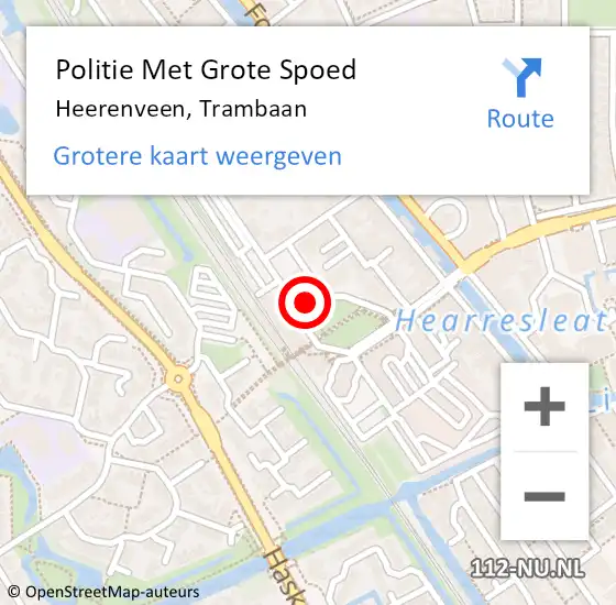 Locatie op kaart van de 112 melding: Politie Met Grote Spoed Naar Heerenveen, Trambaan op 21 juli 2022 21:21
