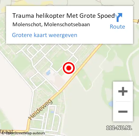 Locatie op kaart van de 112 melding: Trauma helikopter Met Grote Spoed Naar Molenschot, Molenschotsebaan op 21 juli 2022 21:49