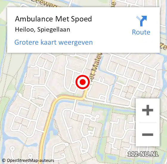 Locatie op kaart van de 112 melding: Ambulance Met Spoed Naar Heiloo, Spiegellaan op 21 juli 2022 21:52