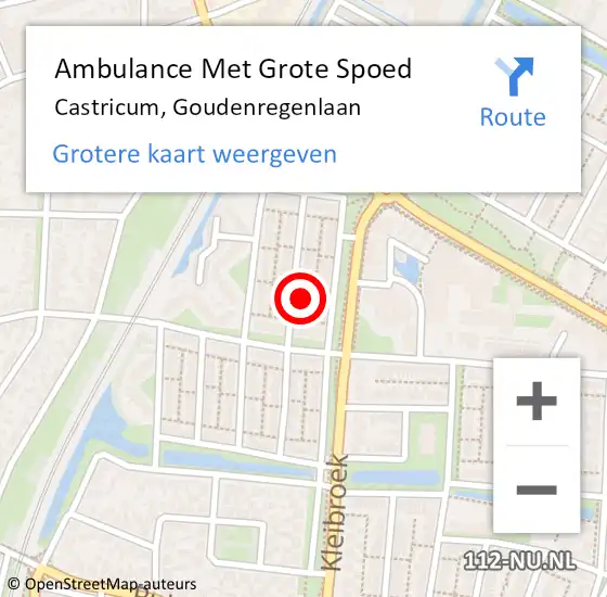 Locatie op kaart van de 112 melding: Ambulance Met Grote Spoed Naar Castricum, Goudenregenlaan op 21 juli 2022 23:00