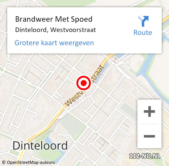 Locatie op kaart van de 112 melding: Brandweer Met Spoed Naar Dinteloord, Westvoorstraat op 22 juli 2022 07:31