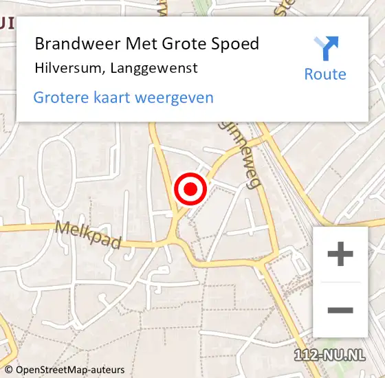 Locatie op kaart van de 112 melding: Brandweer Met Grote Spoed Naar Hilversum, Langgewenst op 22 juli 2022 09:52