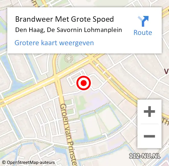 Locatie op kaart van de 112 melding: Brandweer Met Grote Spoed Naar Den Haag, De Savornin Lohmanplein op 22 juli 2022 10:28