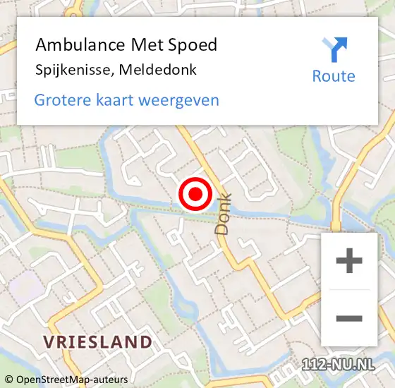 Locatie op kaart van de 112 melding: Ambulance Met Spoed Naar Spijkenisse, Meldedonk op 22 juli 2022 11:43
