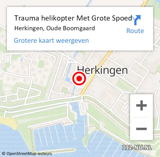 Locatie op kaart van de 112 melding: Trauma helikopter Met Grote Spoed Naar Herkingen, Oude Boomgaard op 22 juli 2022 12:03