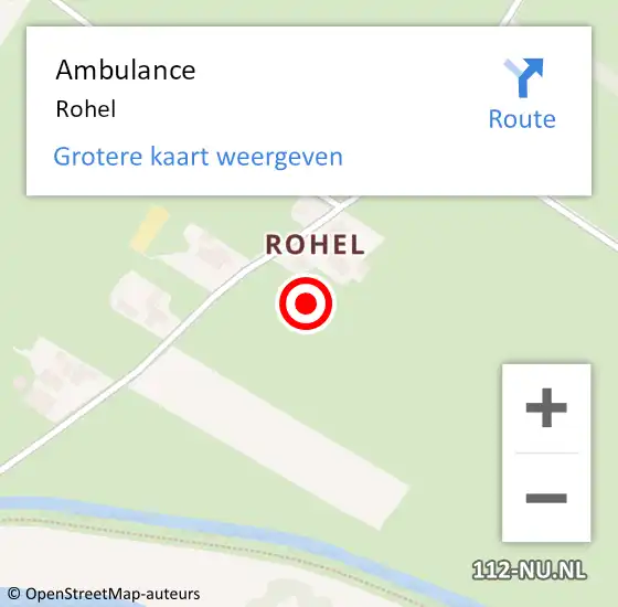 Locatie op kaart van de 112 melding: Ambulance Rohel op 22 juli 2022 13:51