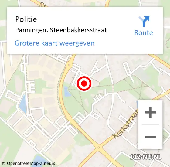 Locatie op kaart van de 112 melding: Politie Panningen, Steenbakkersstraat op 22 juli 2022 14:53