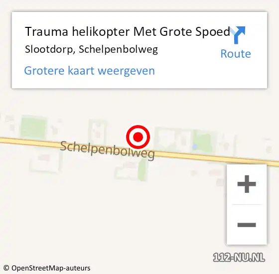 Locatie op kaart van de 112 melding: Trauma helikopter Met Grote Spoed Naar Slootdorp, Schelpenbolweg op 22 juli 2022 15:01