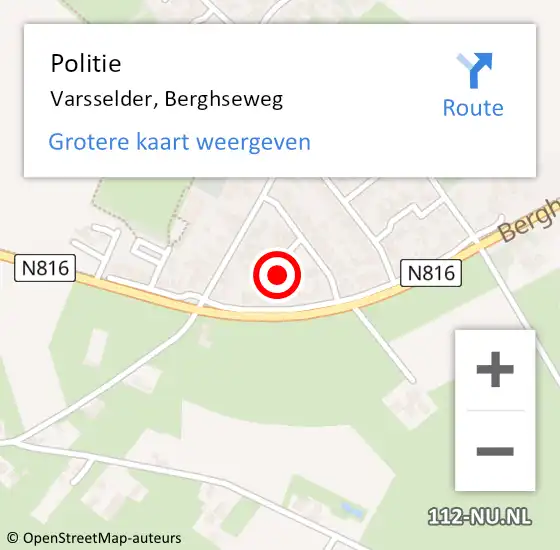 Locatie op kaart van de 112 melding: Politie Varsselder, Berghseweg op 22 juli 2022 15:04