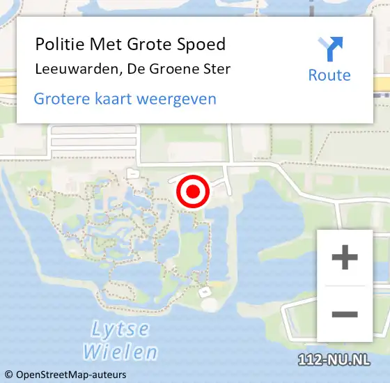 Locatie op kaart van de 112 melding: Politie Met Grote Spoed Naar Leeuwarden, De Groene Ster op 22 juli 2022 18:58