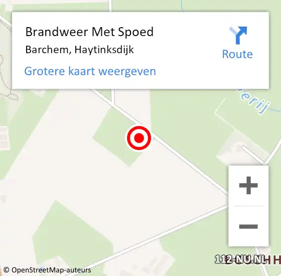 Locatie op kaart van de 112 melding: Brandweer Met Spoed Naar Barchem, Haytinksdijk op 22 juli 2022 19:14