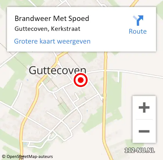 Locatie op kaart van de 112 melding: Brandweer Met Spoed Naar Guttecoven, Kerkstraat op 22 juli 2022 19:43