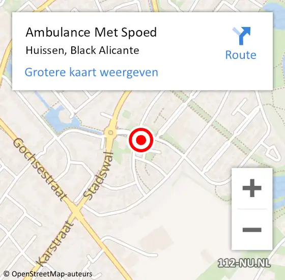 Locatie op kaart van de 112 melding: Ambulance Met Spoed Naar Huissen, Black Alicante op 22 juli 2022 19:57