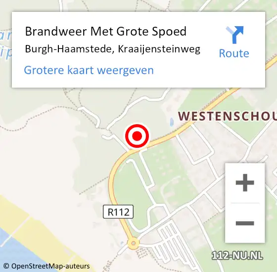 Locatie op kaart van de 112 melding: Brandweer Met Grote Spoed Naar Burgh-Haamstede, Kraaijensteinweg op 22 juli 2022 20:28