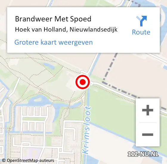 Locatie op kaart van de 112 melding: Brandweer Met Spoed Naar Hoek van Holland, Nieuwlandsedijk op 22 juli 2022 22:52