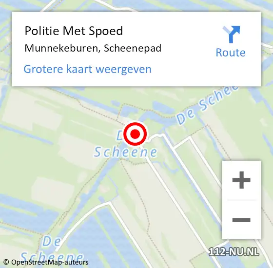 Locatie op kaart van de 112 melding: Politie Met Spoed Naar Munnekeburen, Scheenepad op 23 juli 2022 00:17
