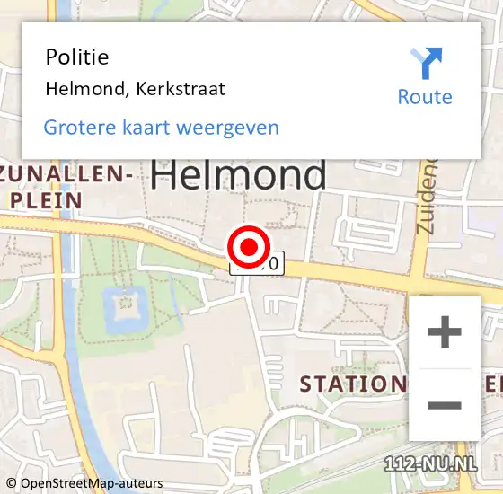 Locatie op kaart van de 112 melding: Politie Helmond, Kerkstraat op 23 juli 2022 07:42
