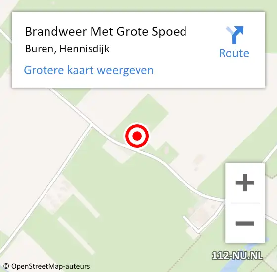 Locatie op kaart van de 112 melding: Brandweer Met Grote Spoed Naar Buren, Hennisdijk op 23 juli 2022 08:31