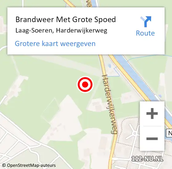 Locatie op kaart van de 112 melding: Brandweer Met Grote Spoed Naar Laag-Soeren, Harderwijkerweg op 23 juli 2022 10:13