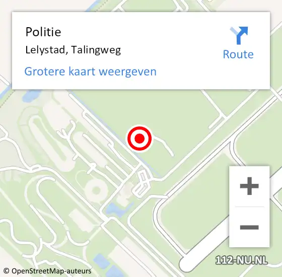 Locatie op kaart van de 112 melding: Politie Lelystad, Talingweg op 23 juli 2022 10:15