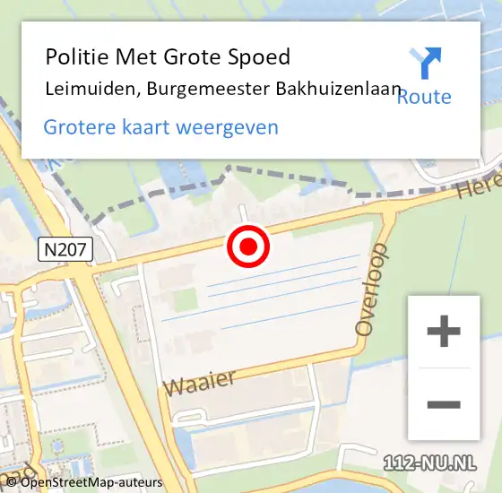 Locatie op kaart van de 112 melding: Politie Met Grote Spoed Naar Leimuiden, Burgemeester Bakhuizenlaan op 23 juli 2022 10:50