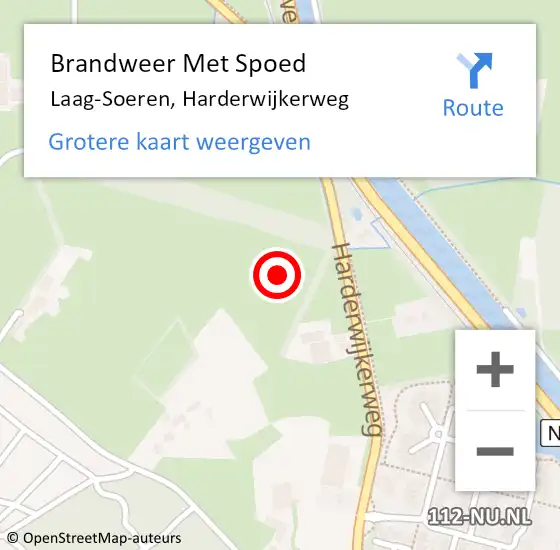 Locatie op kaart van de 112 melding: Brandweer Met Spoed Naar Laag-Soeren, Harderwijkerweg op 23 juli 2022 11:08